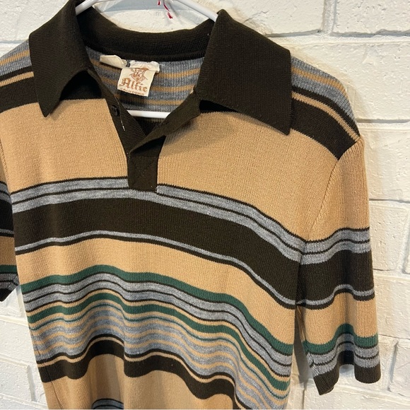 Vintage 70s Alfie California Brown Faux Leather Shacket and Sweater Set Mens L - Picture 11 of 14